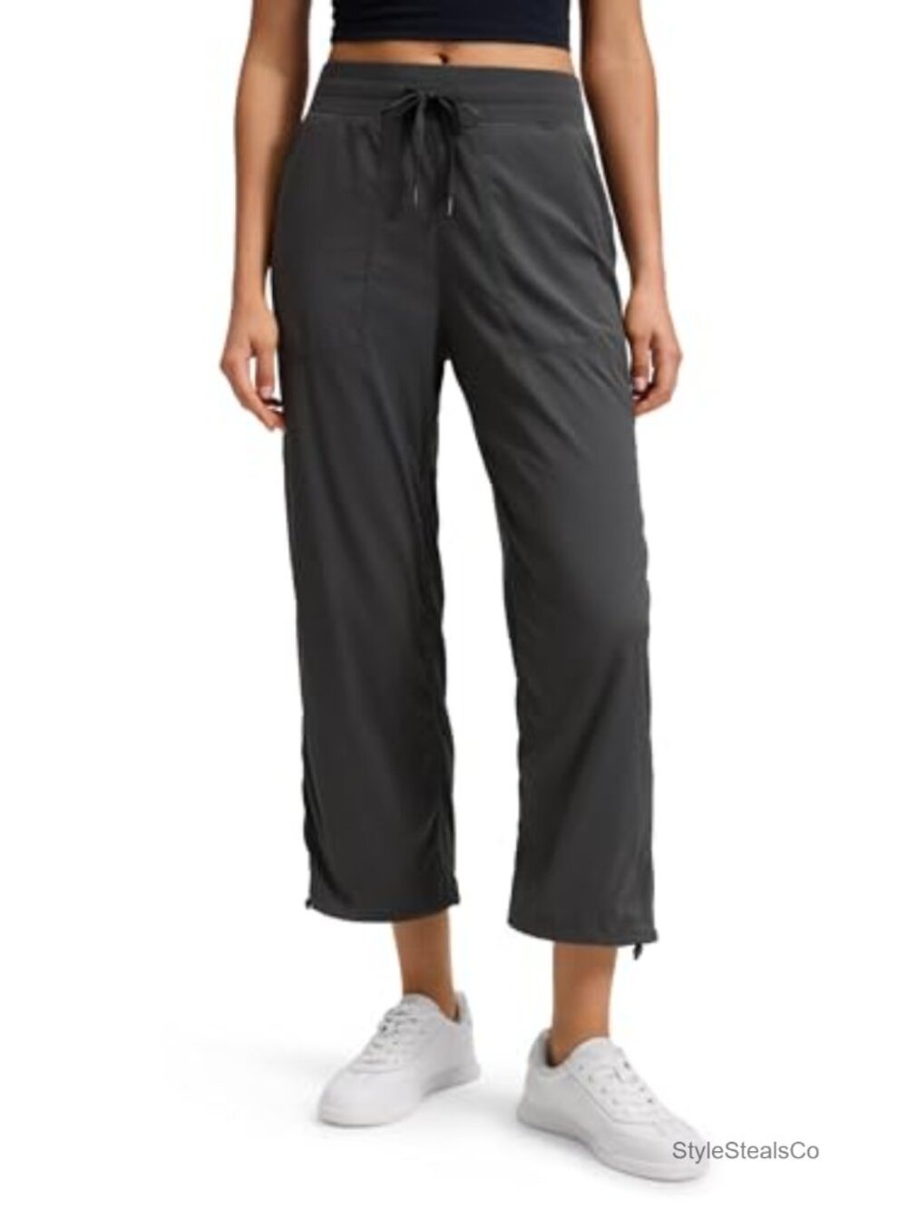 Straight Leg Crop Pants Mid Rise Athletic Leggings